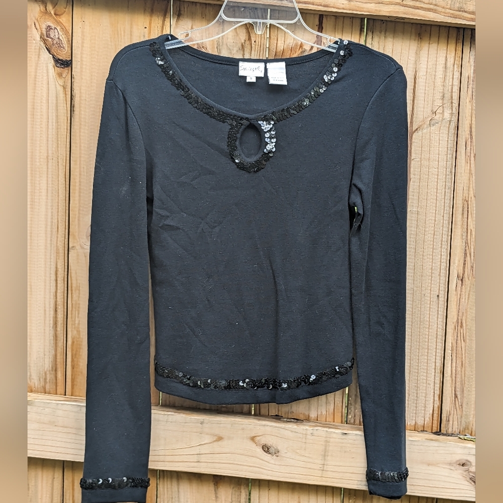 Y2k Black Long Sleeve Vintage Spiegel Top